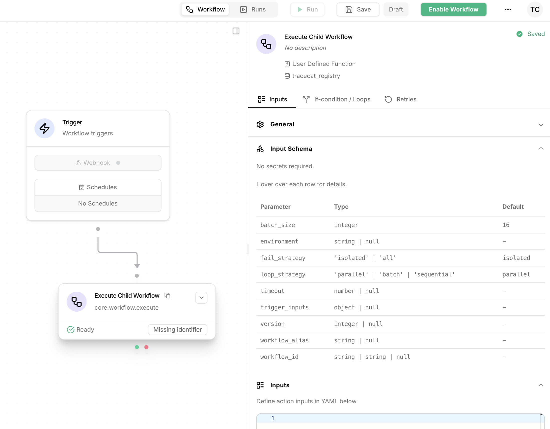Execute child workflow