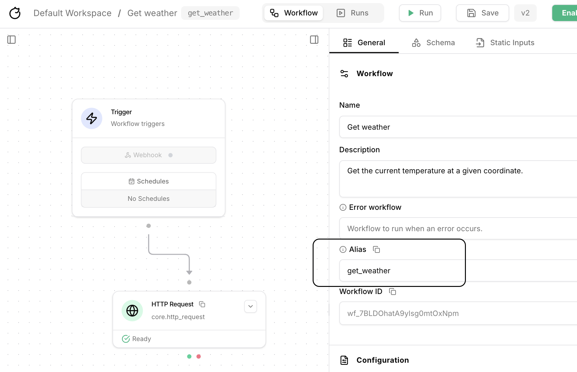 Configure workflow alias