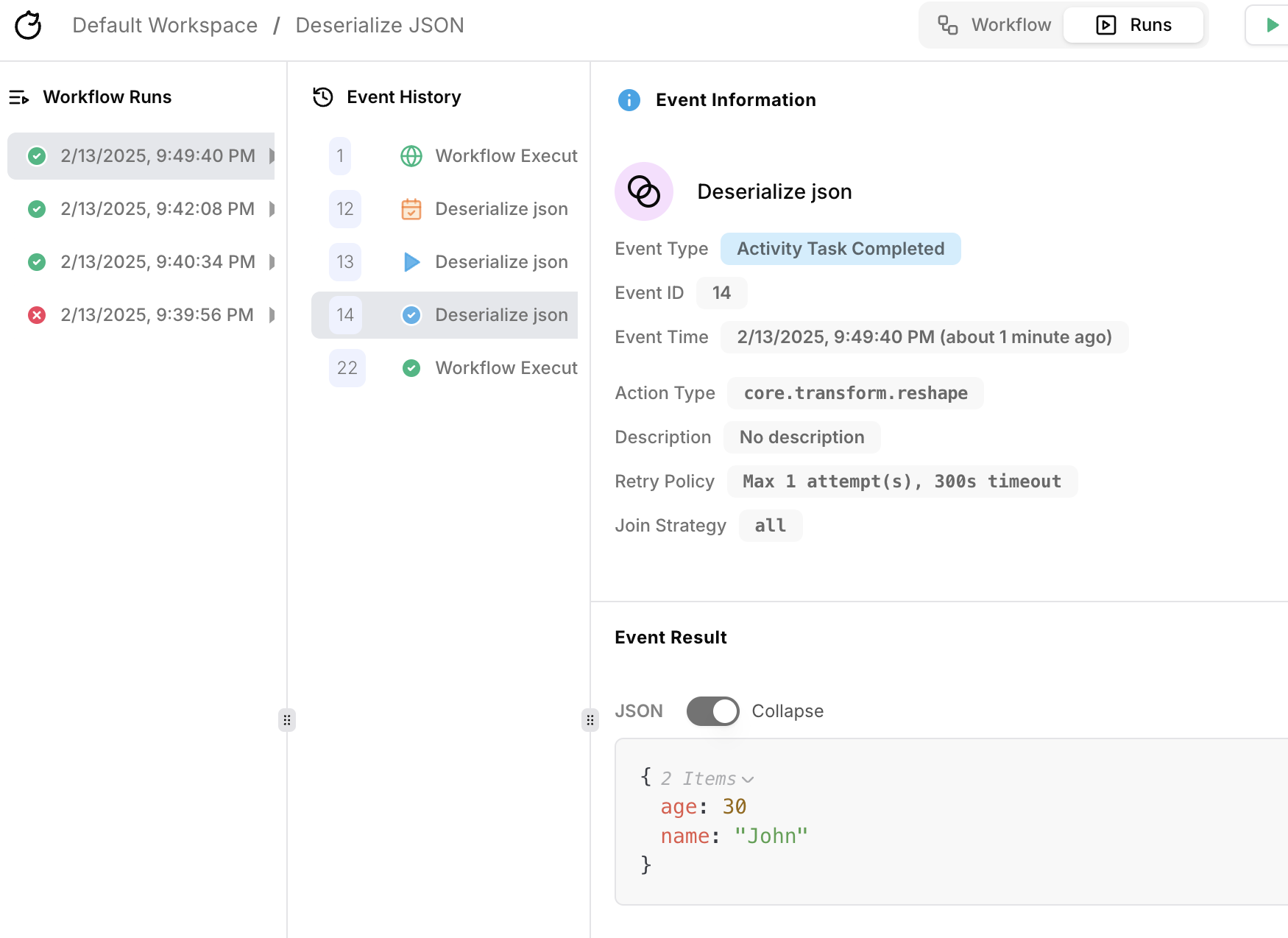Deserialize JSON result