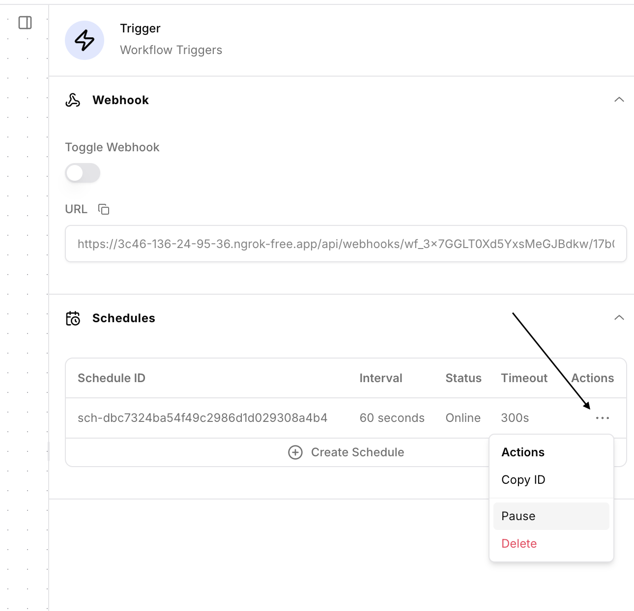 Pause or delete schedule