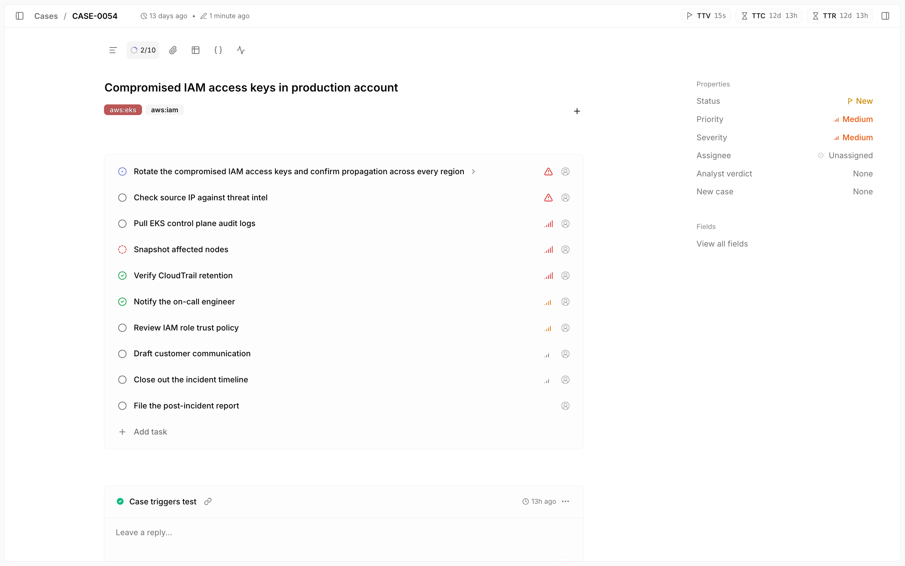Case tasks