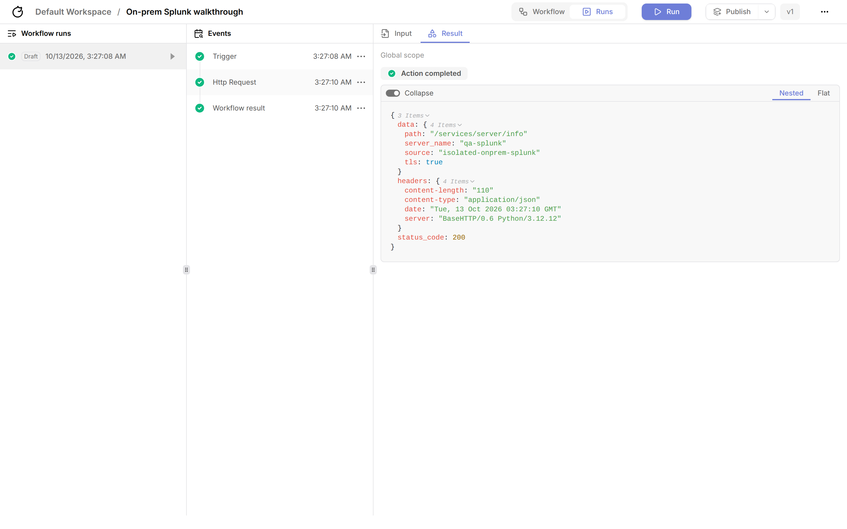 Successful HTTP request through the tunnel