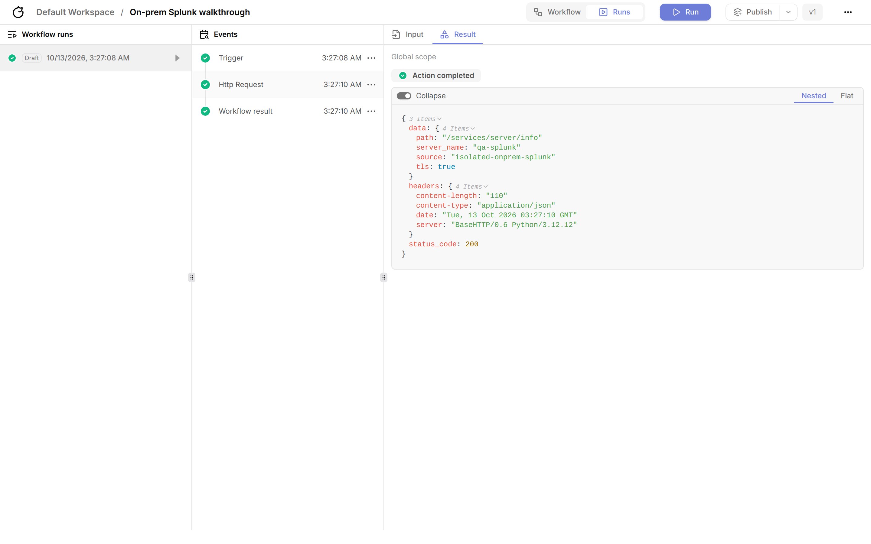 Successful HTTP request through the tunnel