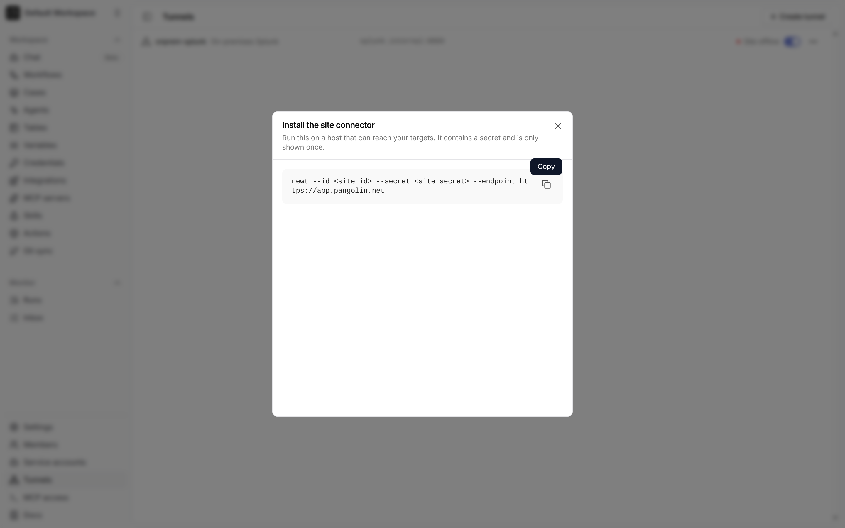 One-time site connector command