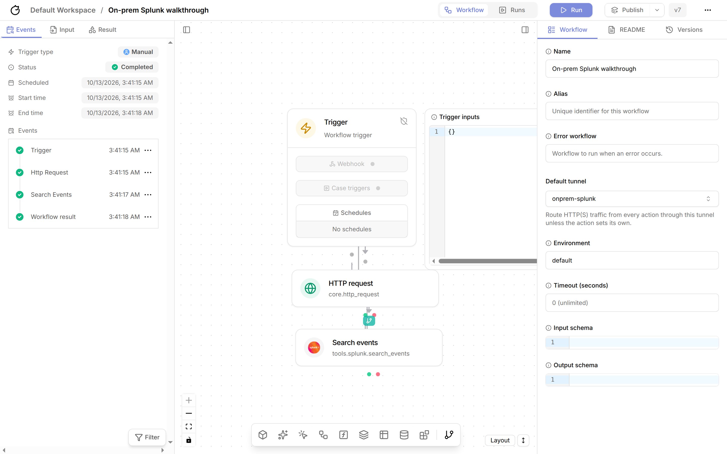 Default tunnel in the workflow settings