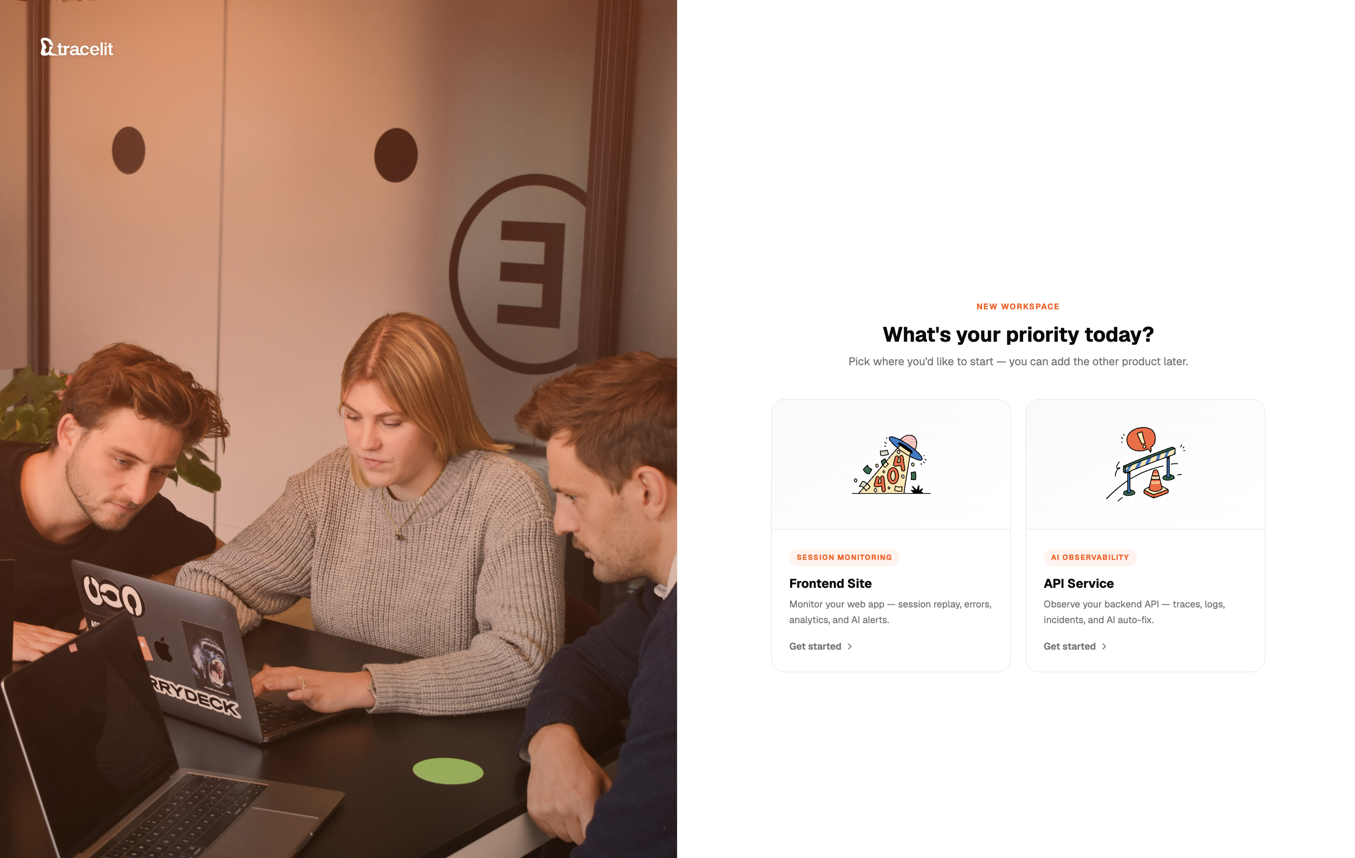 Tracelit dashboard spanning frontend sites and backend services