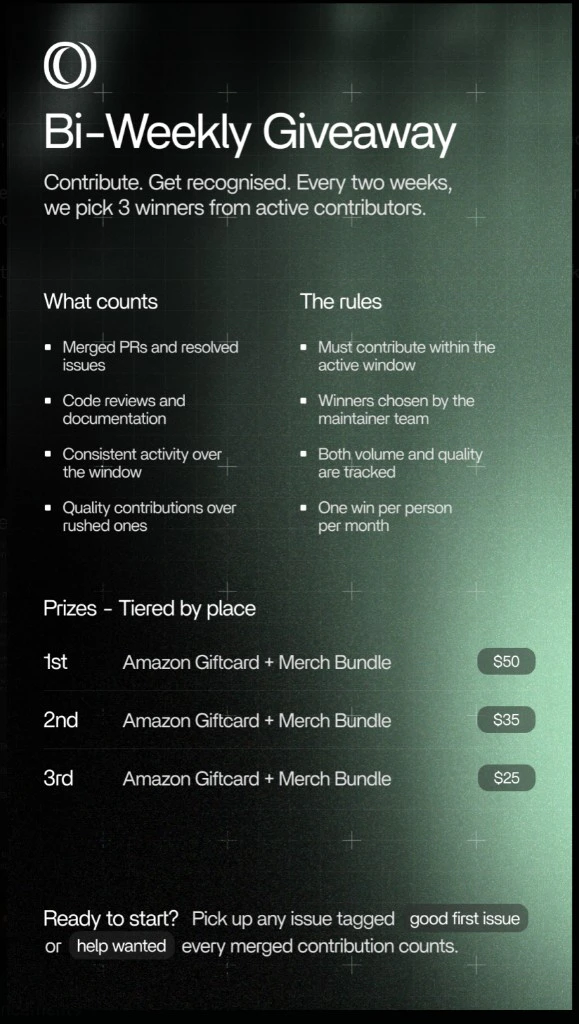 OpenSRE bi-weekly giveaway: what counts, rules, and tiered prizes