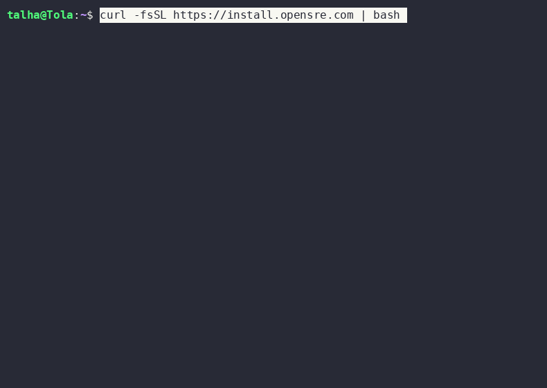 Installing OpenSRE with the one-line curl installer