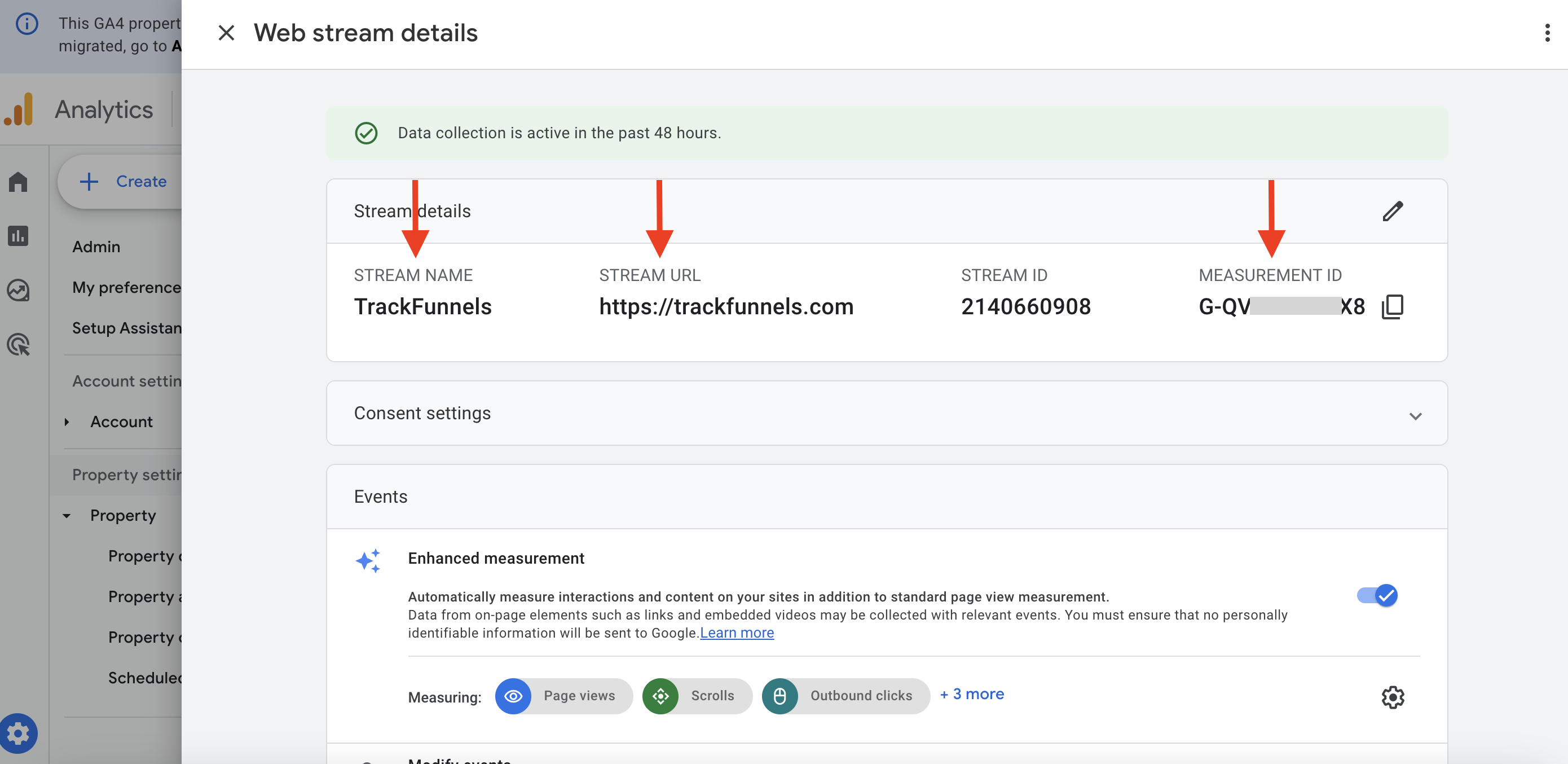 GA4 Measurement Id Stream Name Url