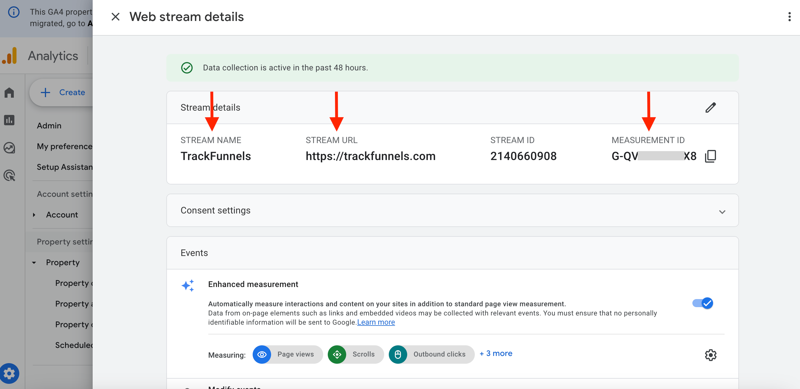 GA4 Measurement Id Stream Name Url