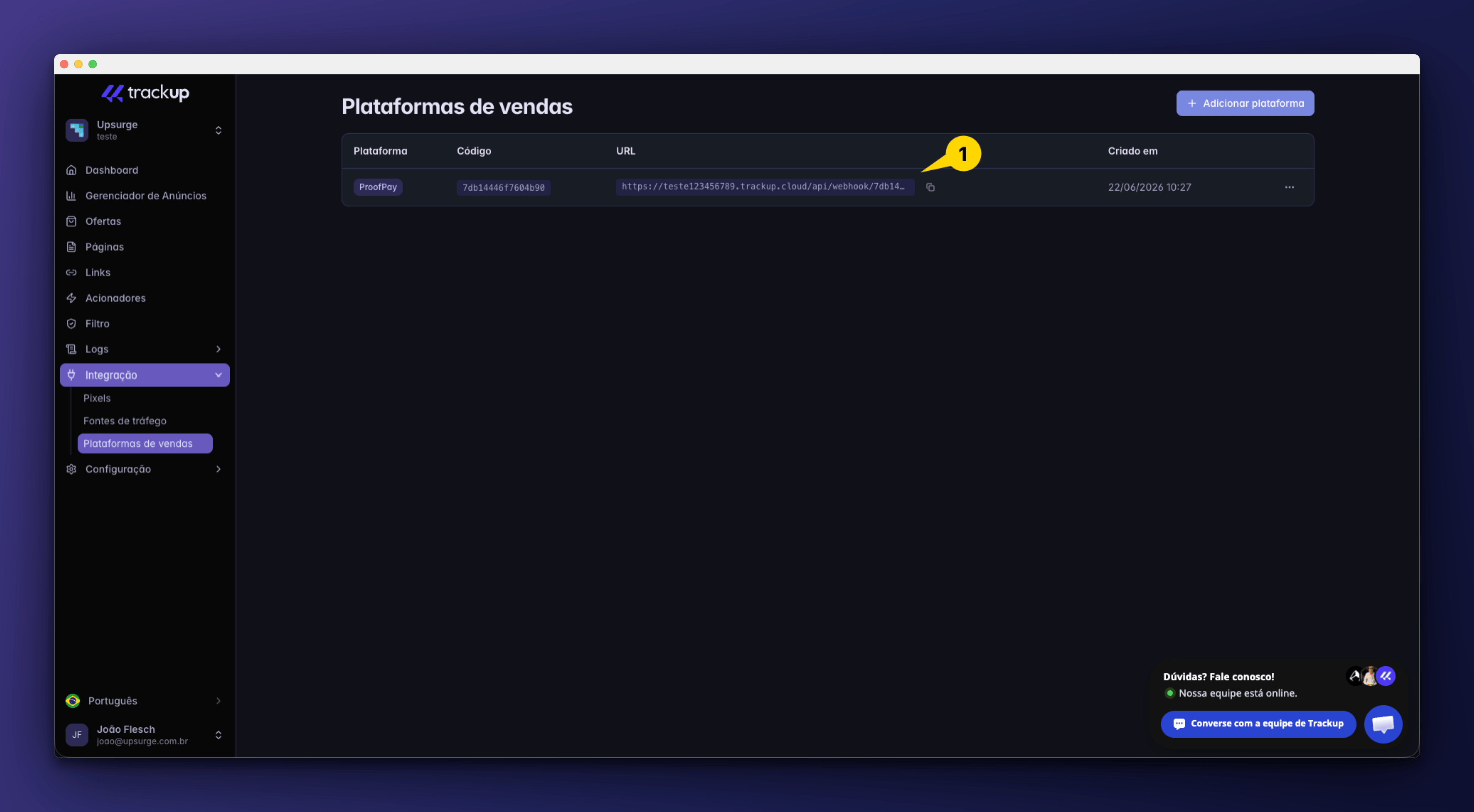Copiar Webhook Proofpay
