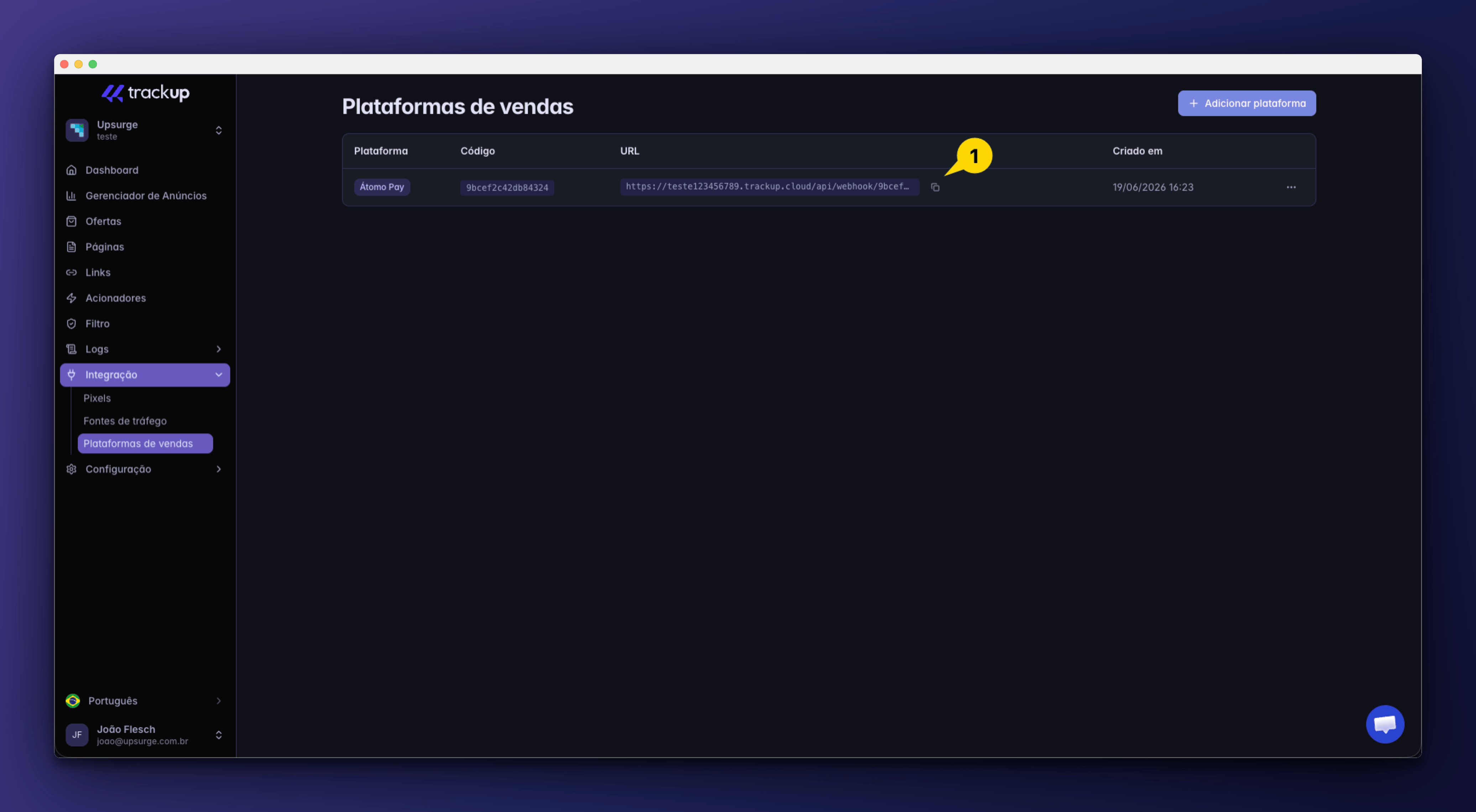 Copiar Webhook Atomo Pay