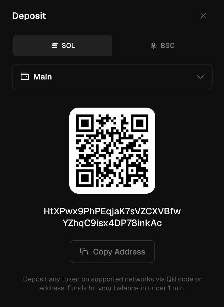 deposit modal with QR code