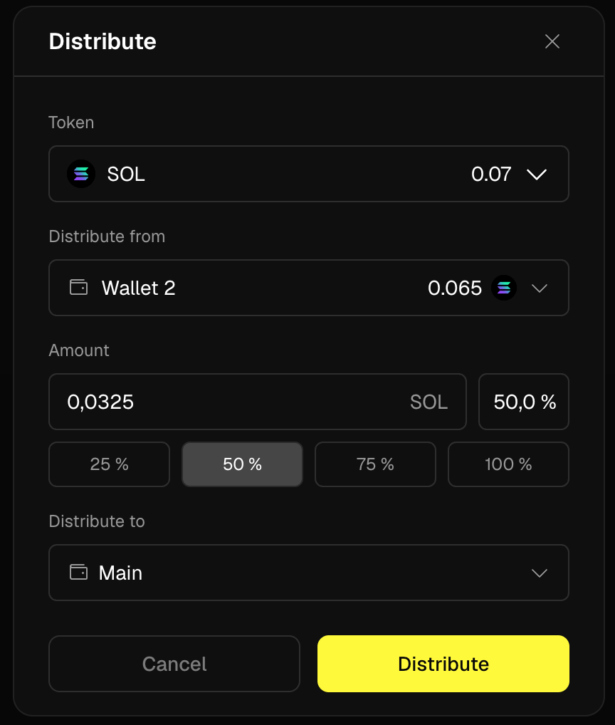 distribute — amount split editor