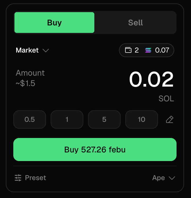 trade panel with quote breakdown
