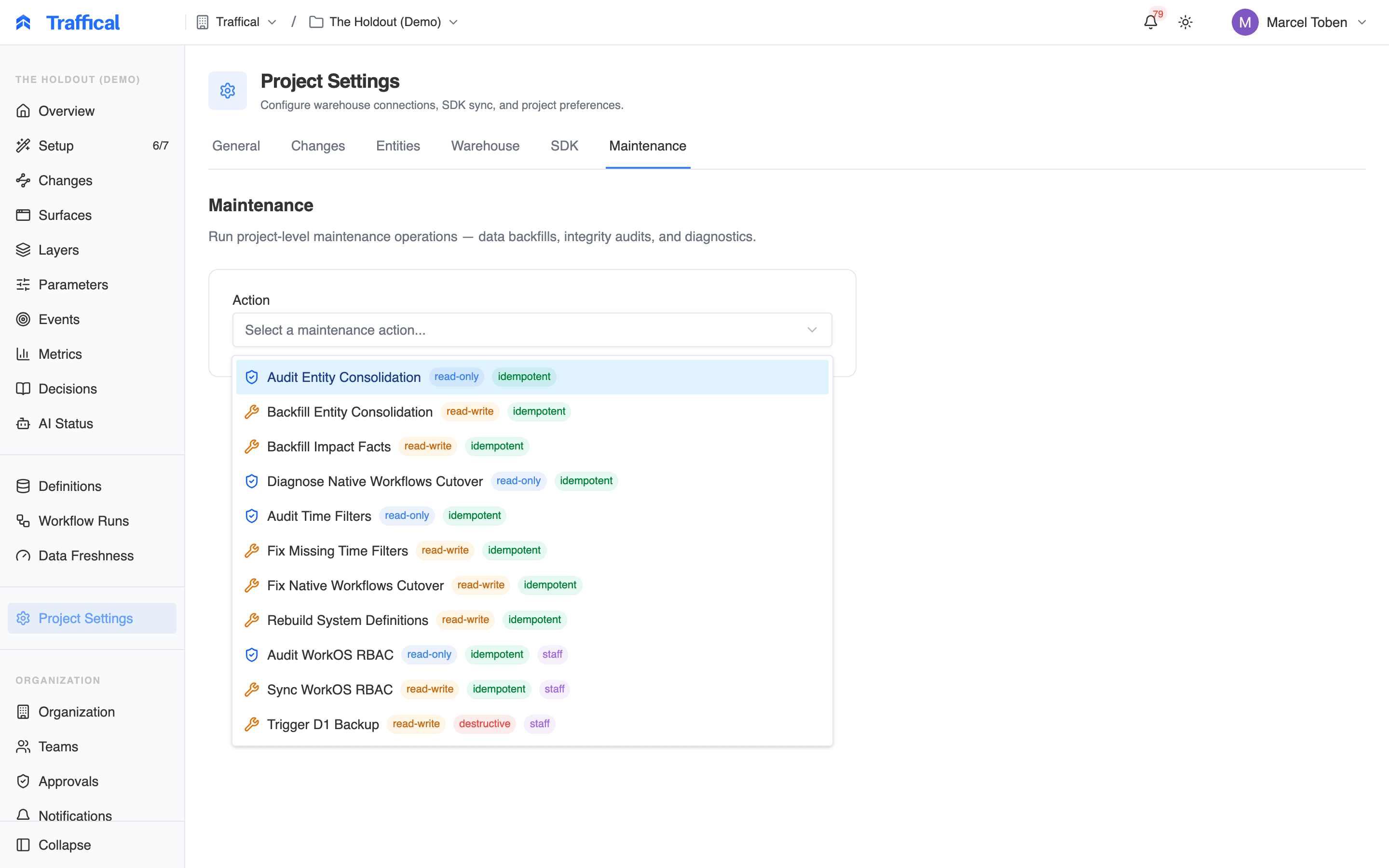 Maintenance actions placeholder