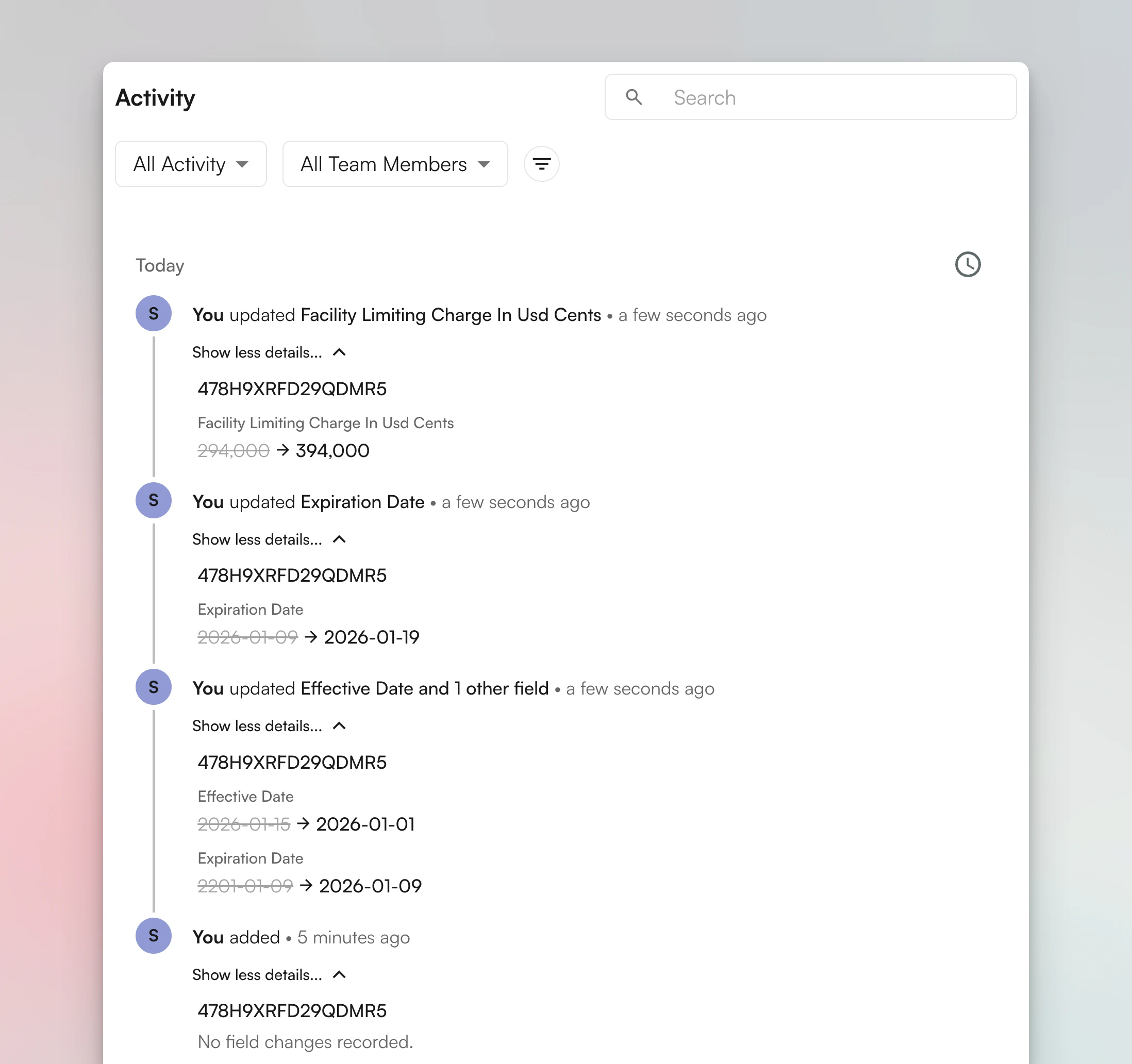 Individual Charge History