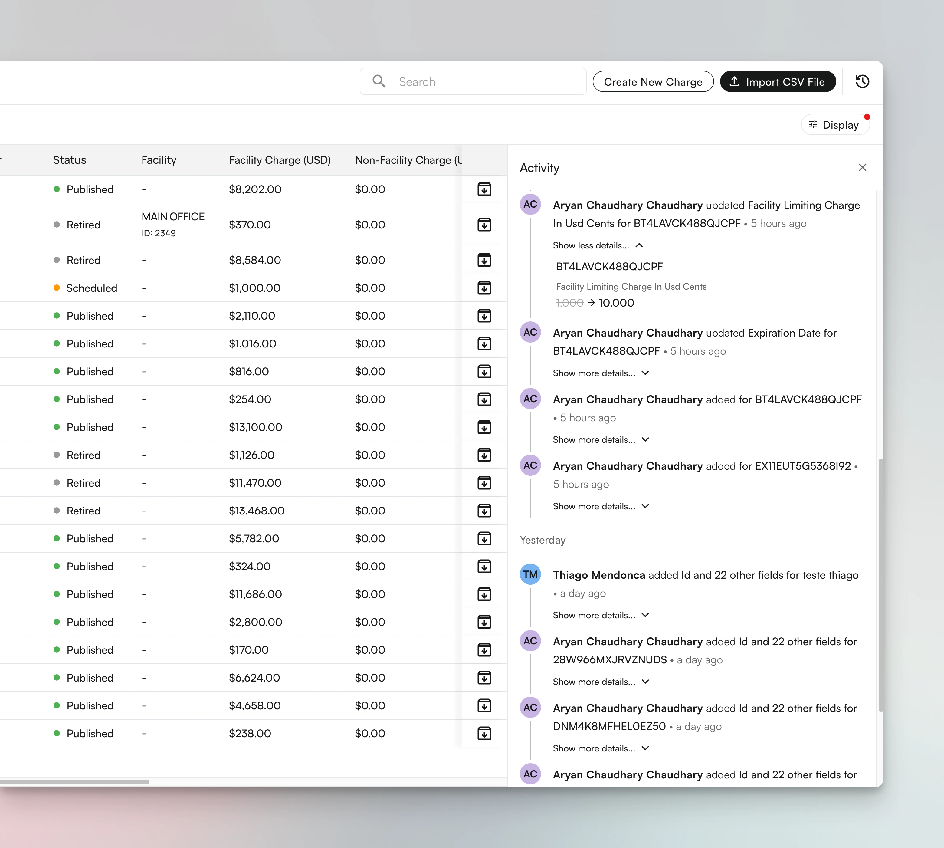 Global Activity History