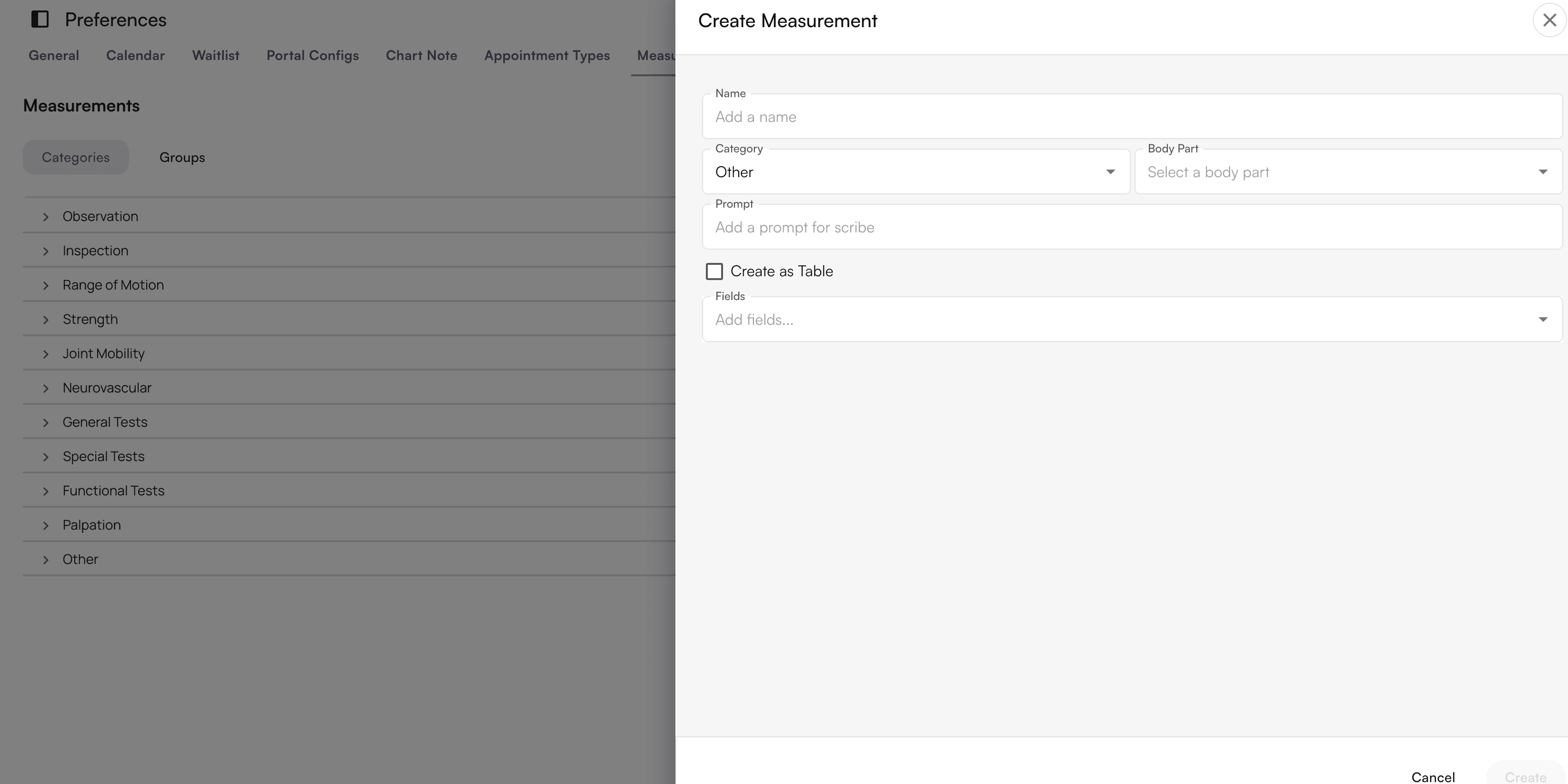 Measurements configuration page showing options to create and manage custom measurements