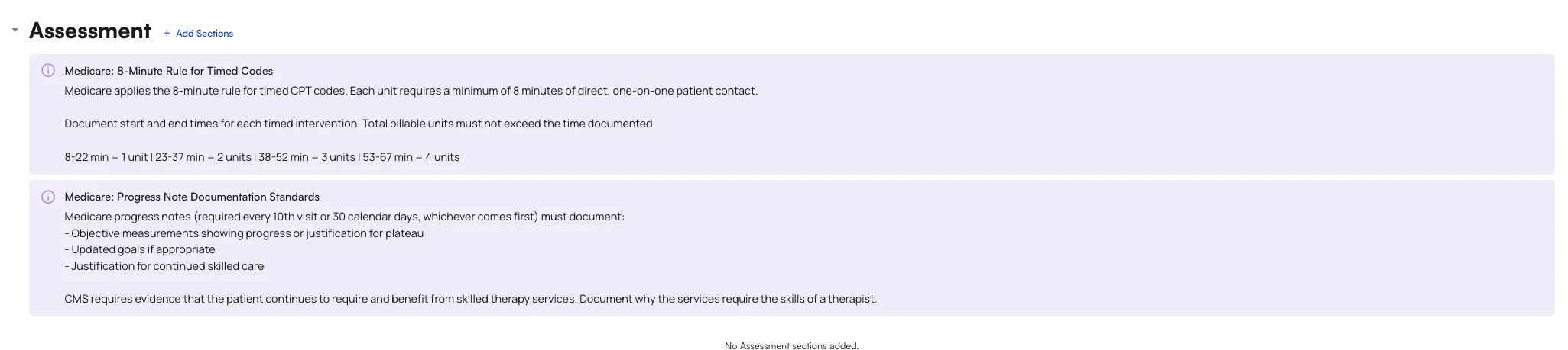 Example alert banners in a chart note section