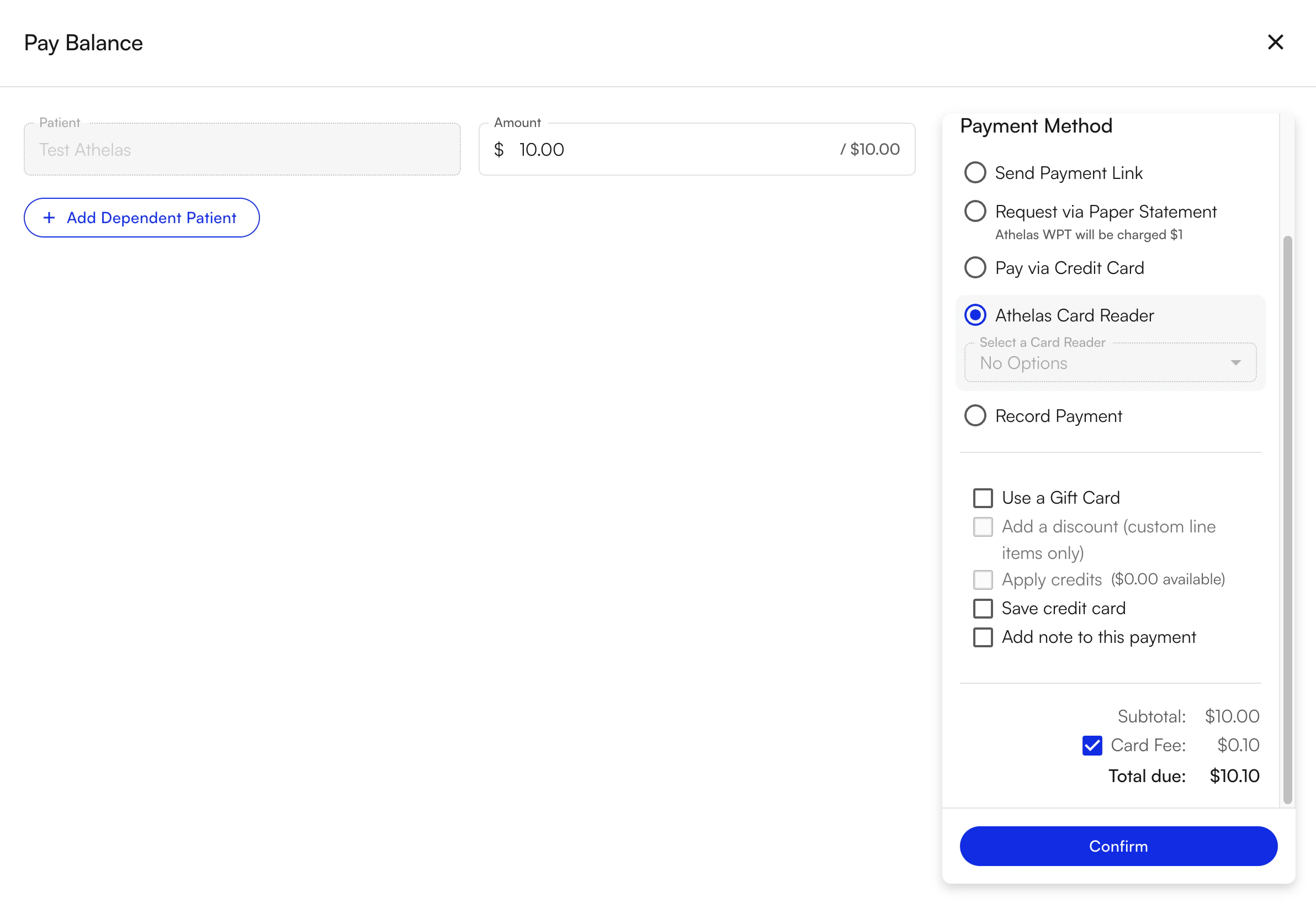 Entering the second partial payment amount and method