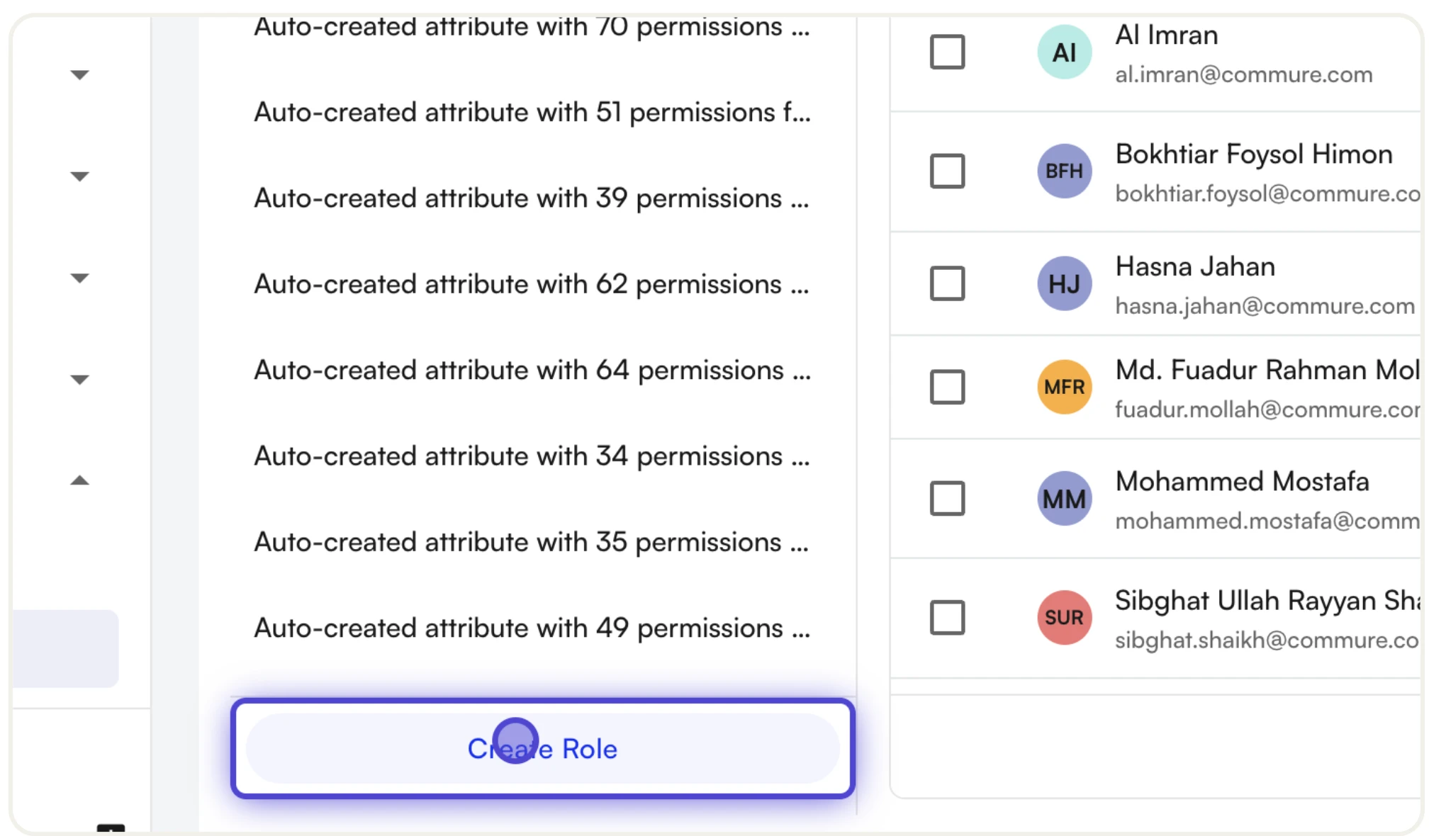 Creating a role from the Roles sidebar