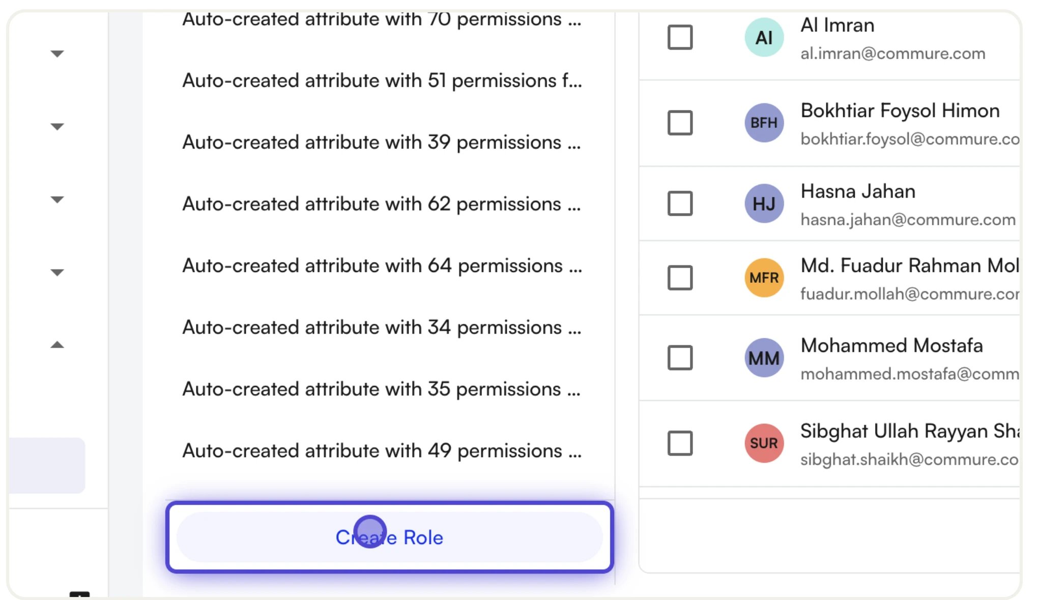 Creating a role from the Roles sidebar