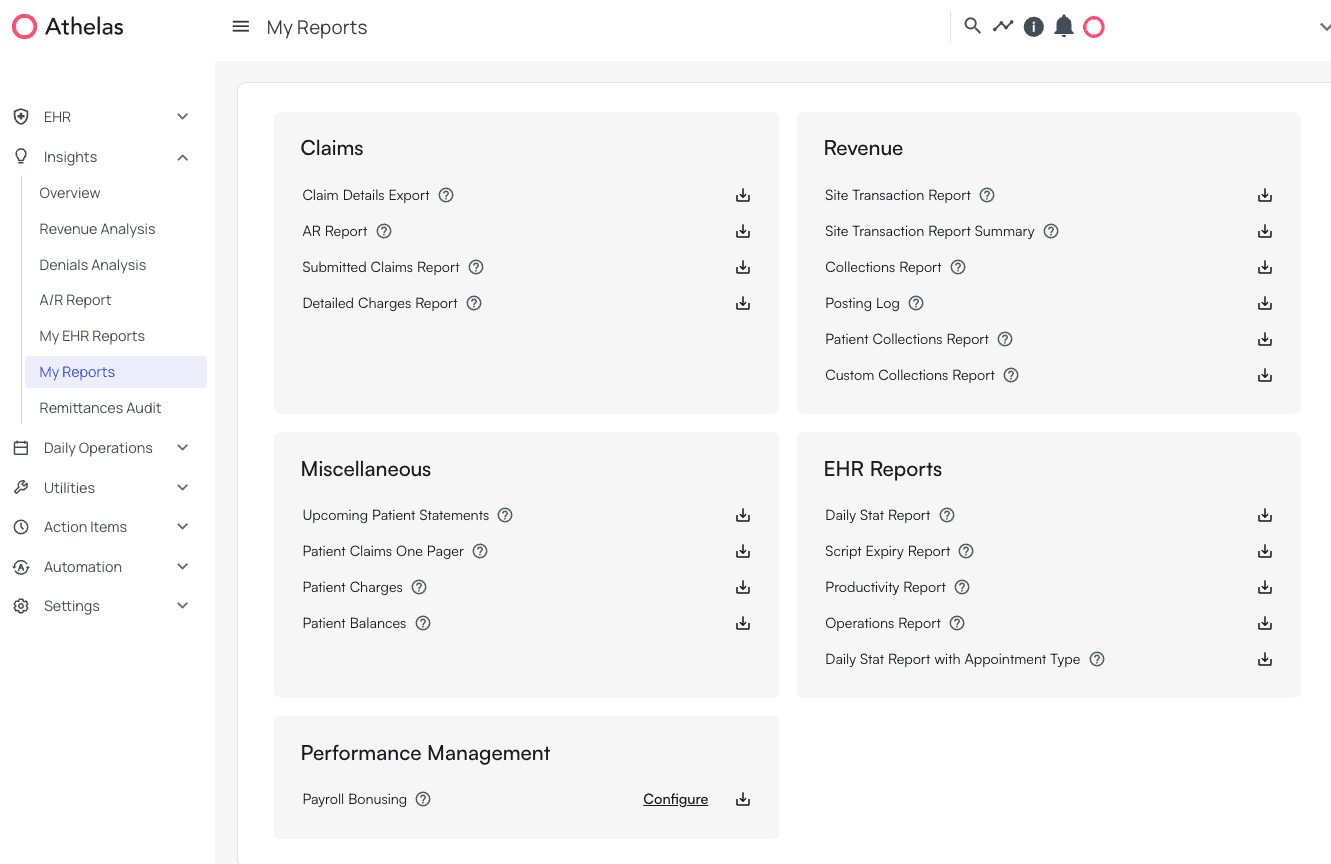 Building and Running Reports - Athelas