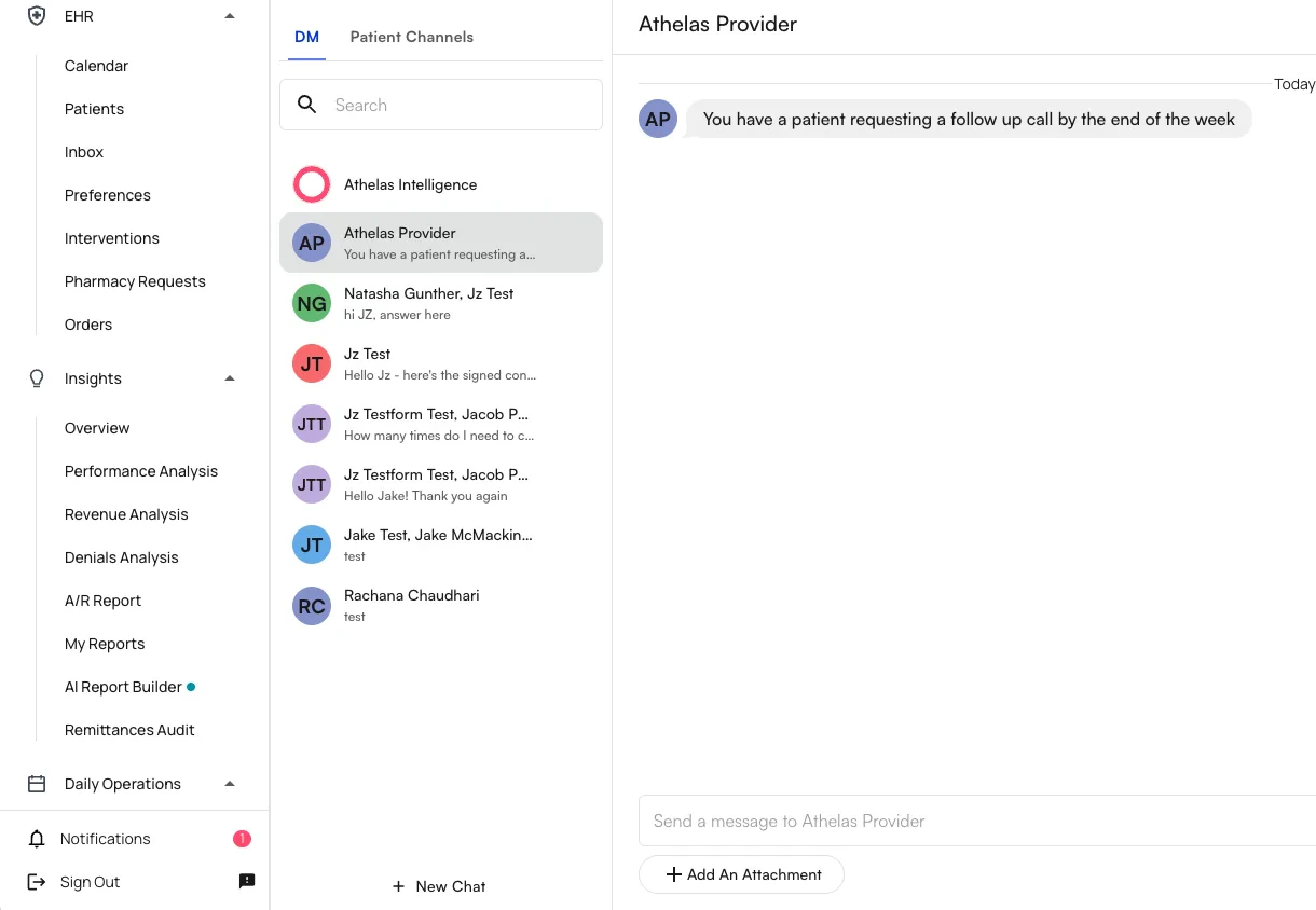 View message in Messages tab