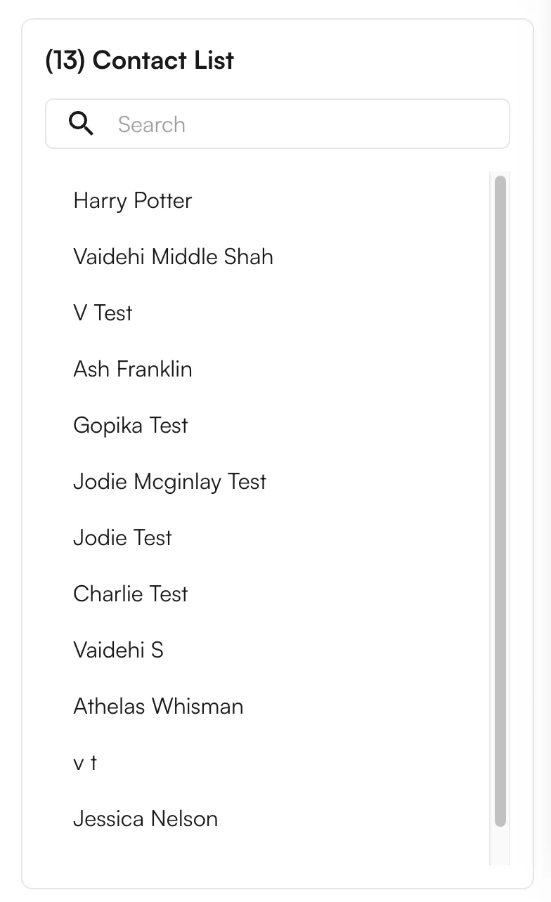 Filtered contact list preview