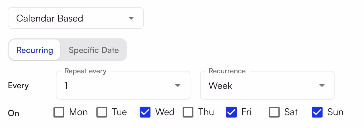 Calendar-Based recurring schedule