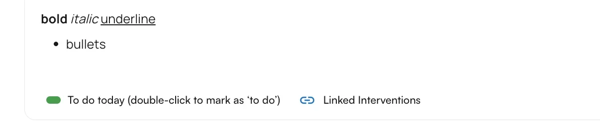 Flowsheet Comments rich text editor