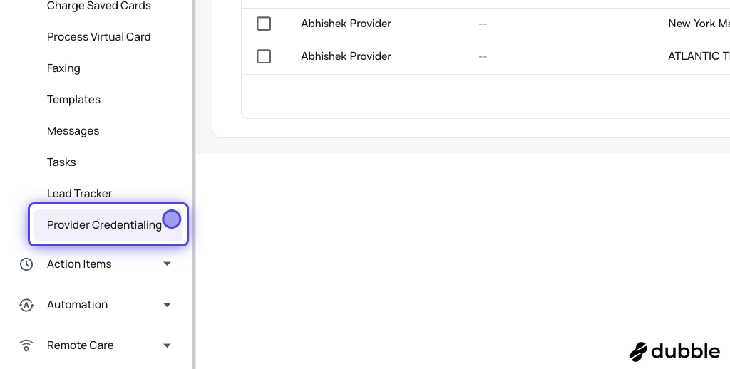 Provider Credentialing in the Utilities section