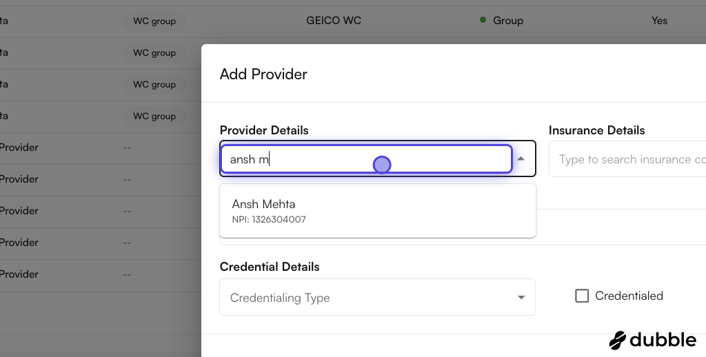 Search for a provider by name