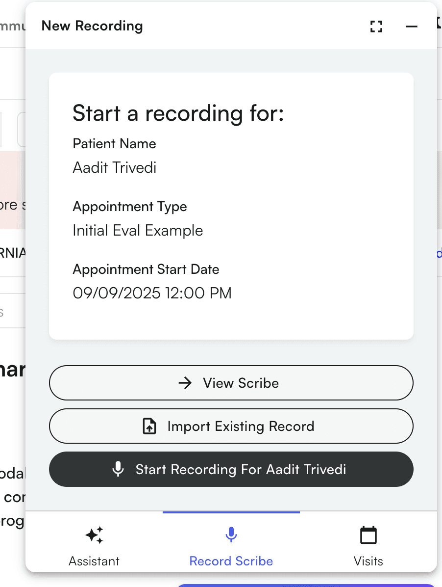 Athelas AI button and recording interface