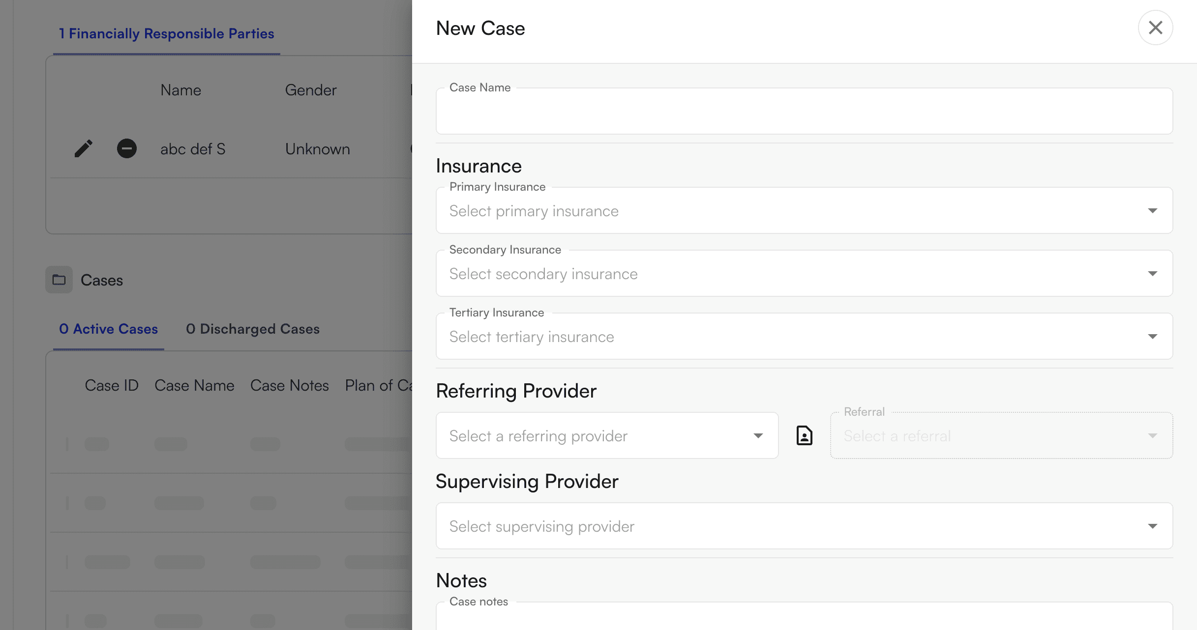 Prior authorization section with new prior auth button
