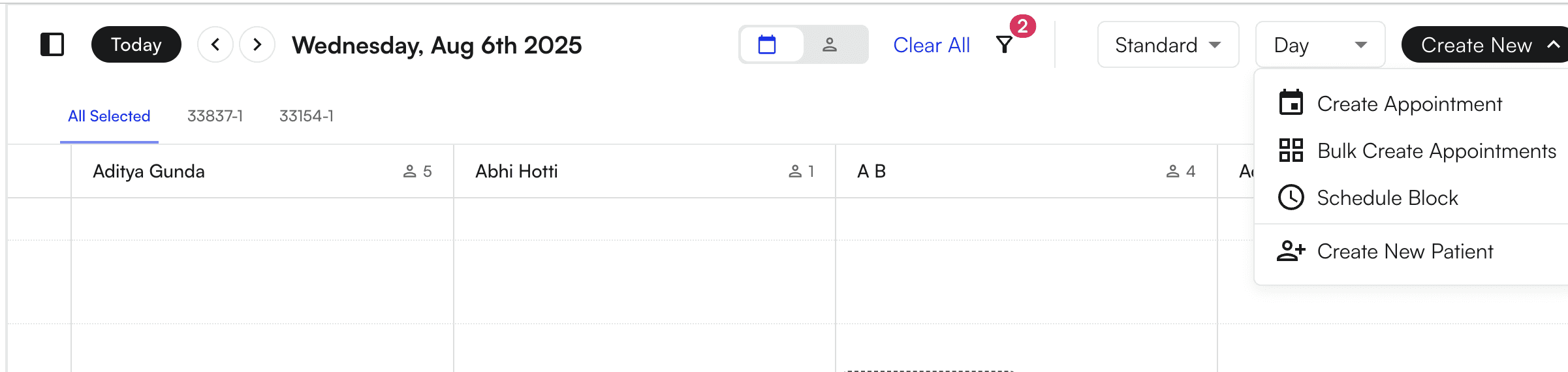 Create New button in calendar header
