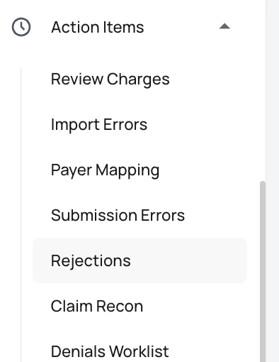 Rejections page with buckets