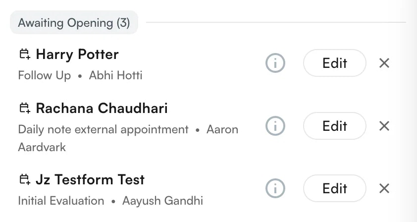 Patient added at bottom of waitlist