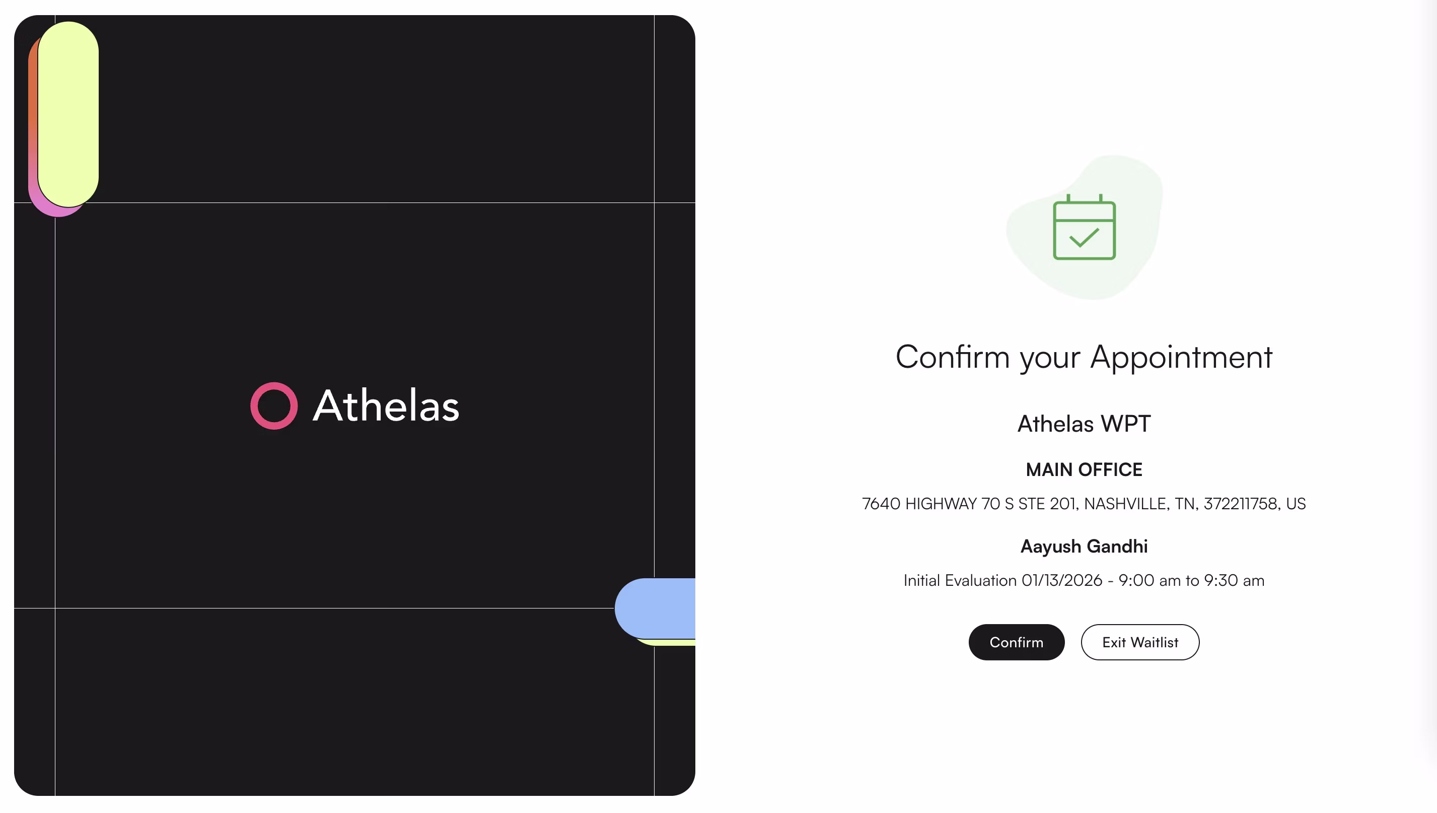Patient accept/reject offer screen
