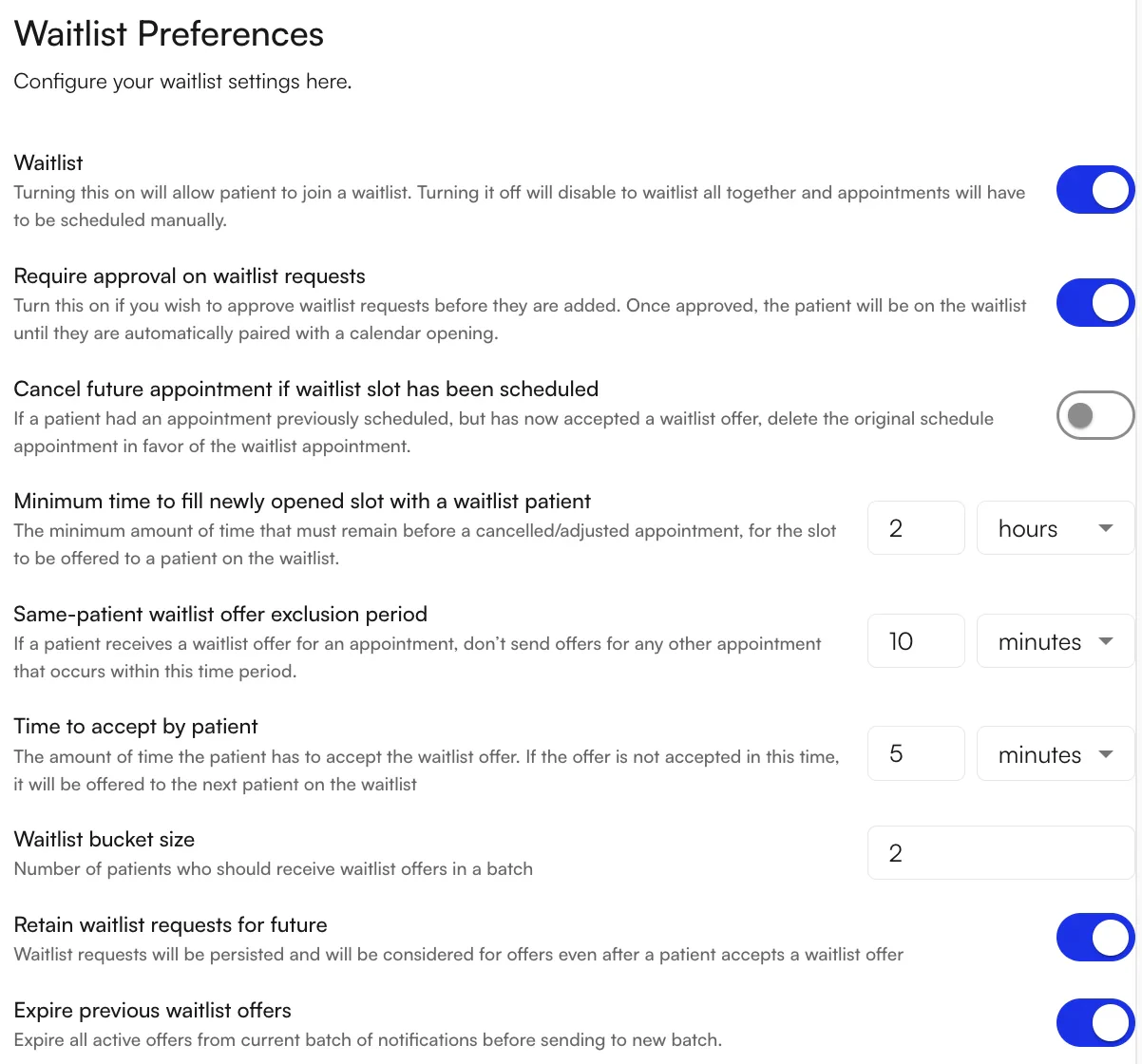 Waitlist bucket / expiration timeline example