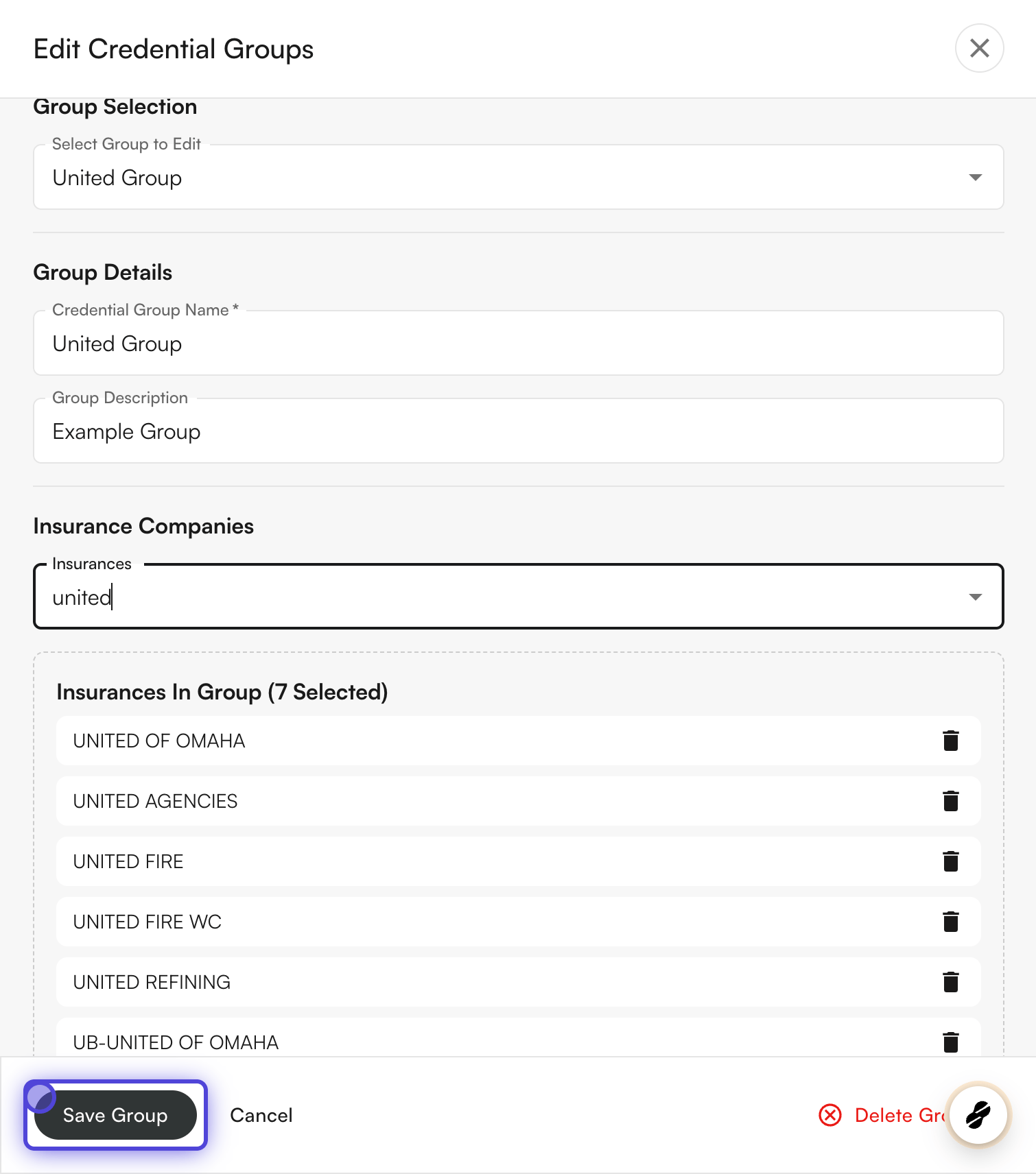 Edit or delete a credential group