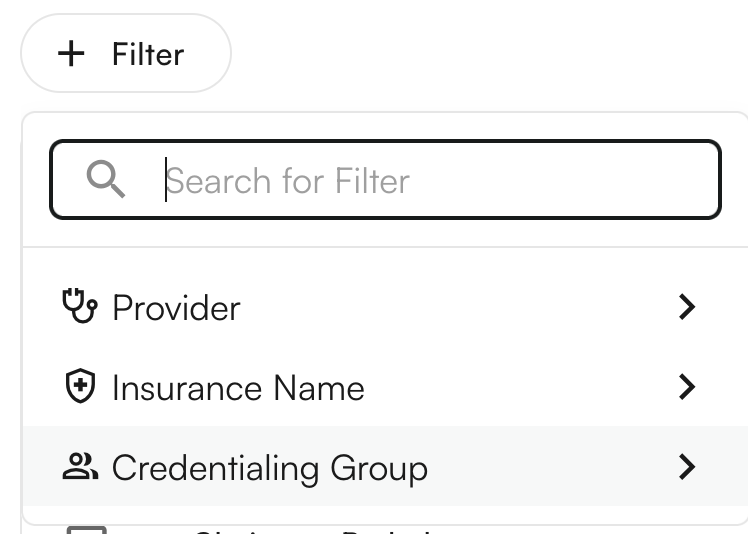 Credentialed Group column and filter