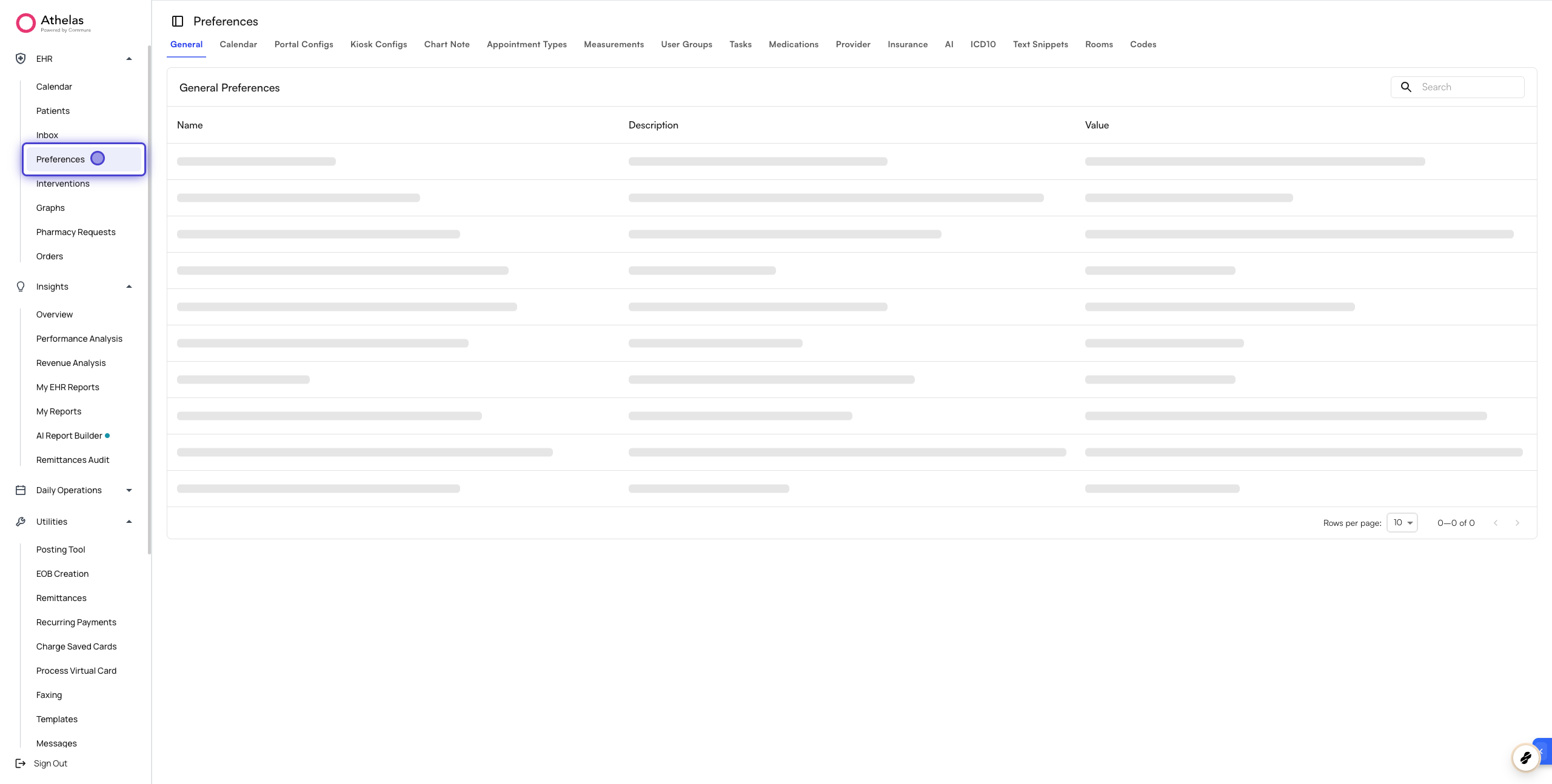 EHR Preferences