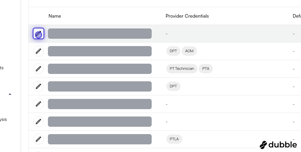 Edit a provider from the provider list