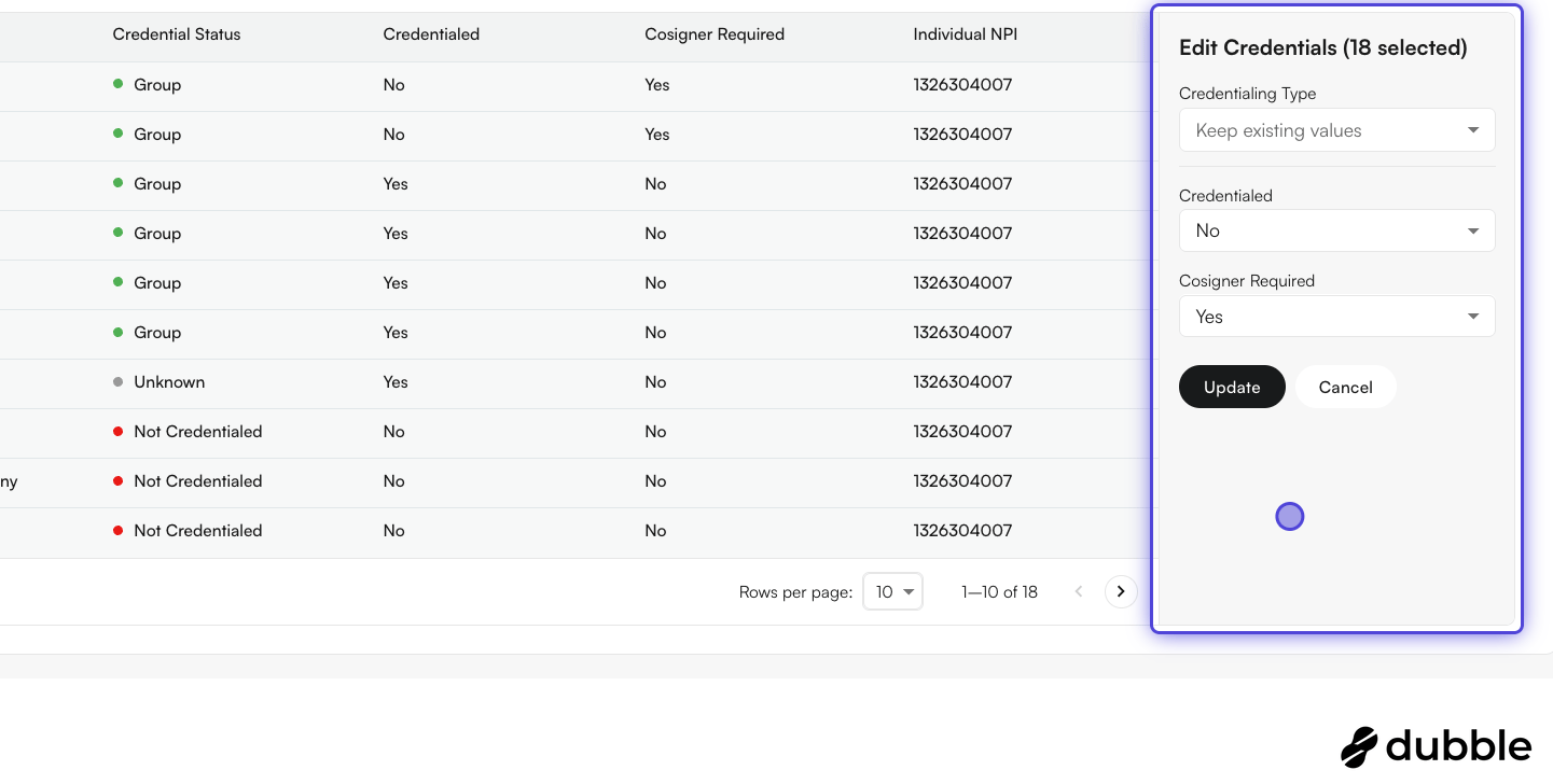 Edit all selected rows