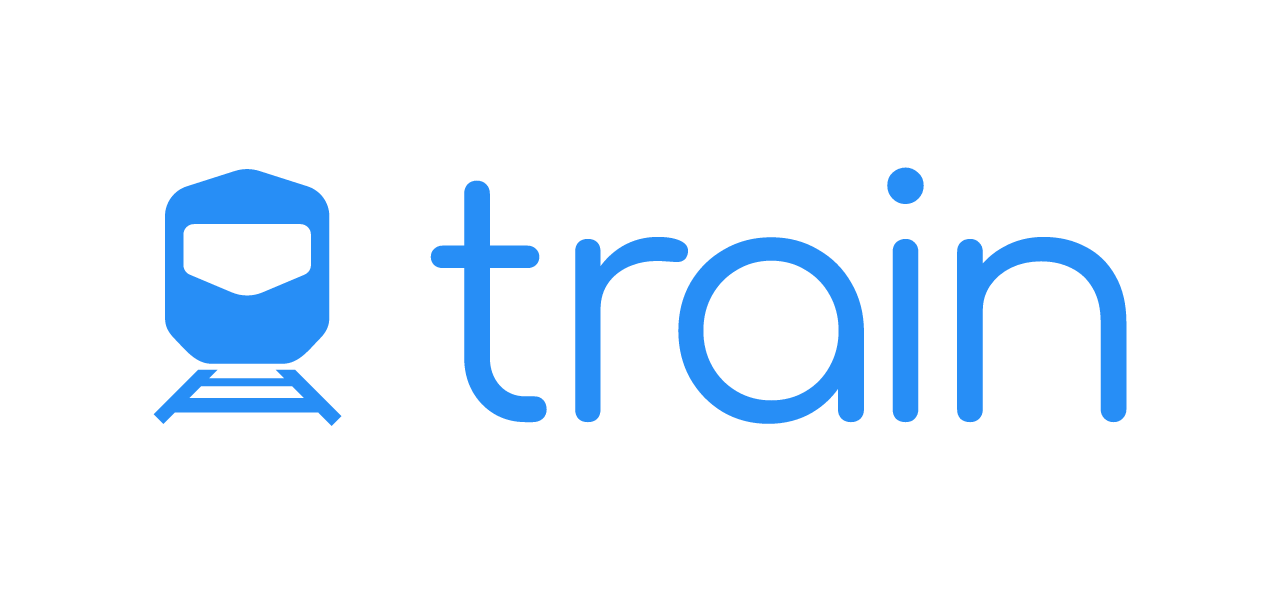TRAIN blue logo on light background