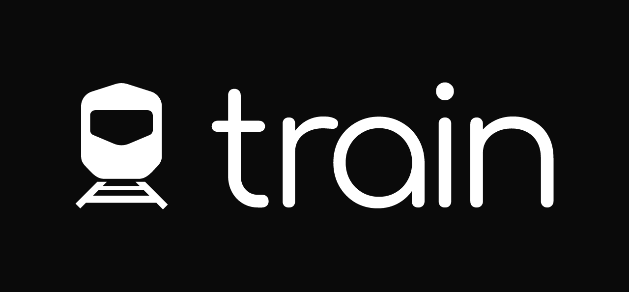 TRAIN white logo on dark background