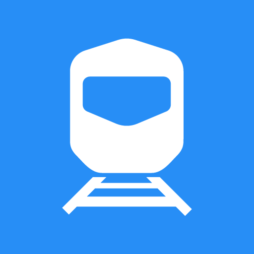 TRAIN white symbol on brand blue background