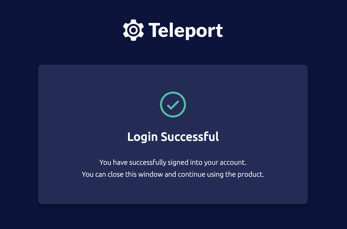 Teleport Auth Success Pn